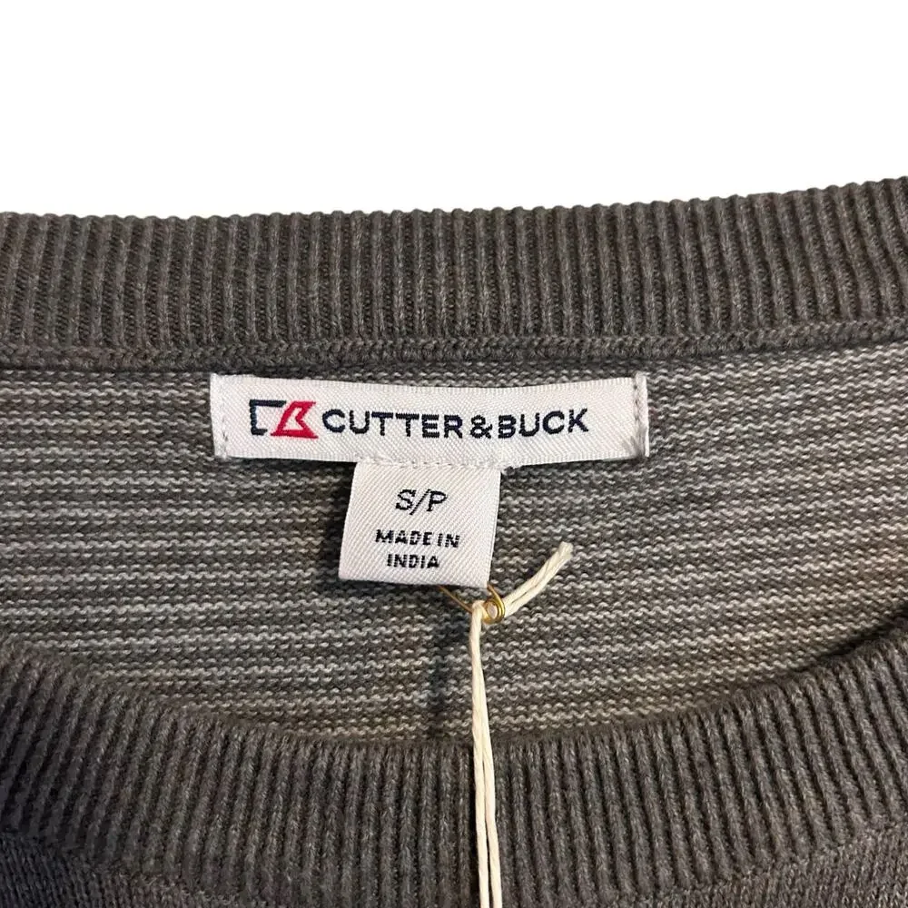 NWT Cutter Buck Gray Sweater Mens Sz Small Broadview Crew Cotton Office Casual